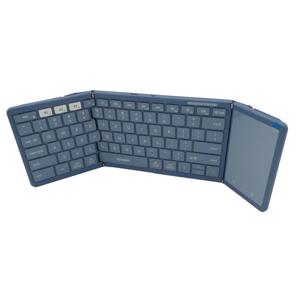 Samsers Full-Size Foldable Bluetooth Keyboard with Large Touchpad, Blue